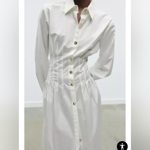 Zara Fitted Waist Poplin Dress - Picture 3 of 5